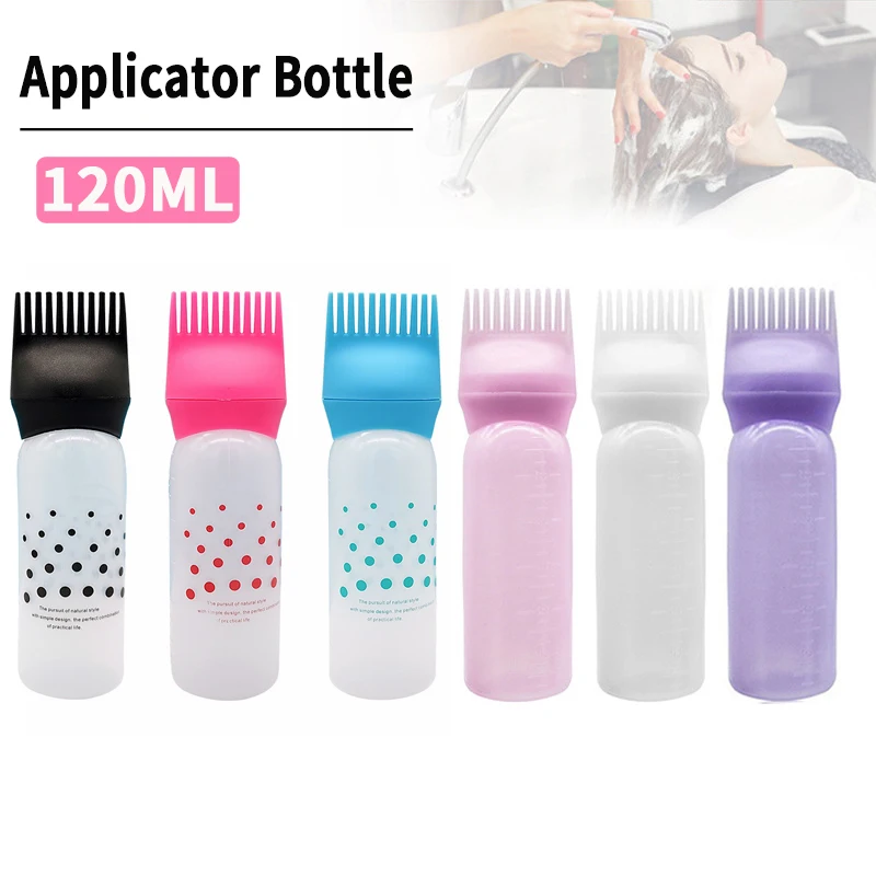 120ML Hair Dyeing Applicator Bottles Plastic Dye Shampoo Bottle Oil Comb Brush Salon Styling Tool Hair Coloring Accessories