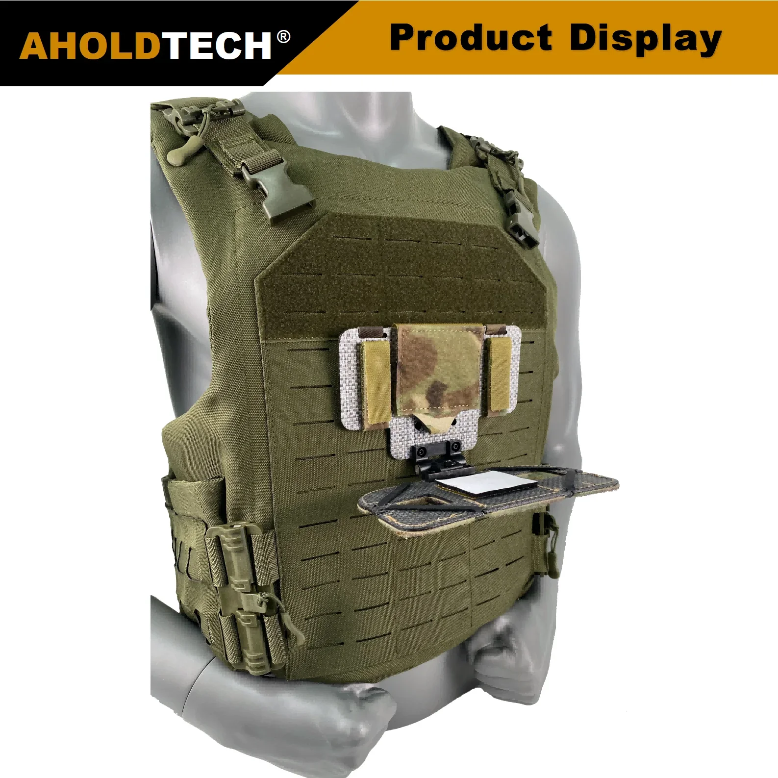 Aholdtech Lightweight Tactical Navigation Plate Chest Hanging Mobile Holder Vest Accessories Outdoor Folding Plate