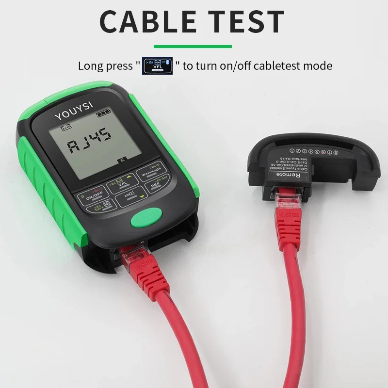 4-in-1 Optical Tester Tool Fiber Optic Power Meter Network Cable Test OPM with Visual Fault Locator and LED Lighting VFL