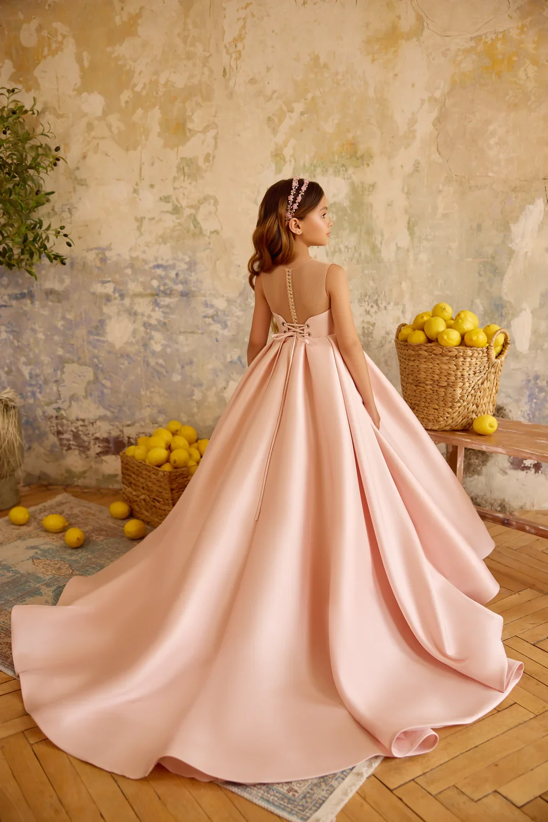 2026 Elegant children’s party flower girl dress, belted bow dress, girl’s satin trailing tutu dress, wedding, prom, party dress