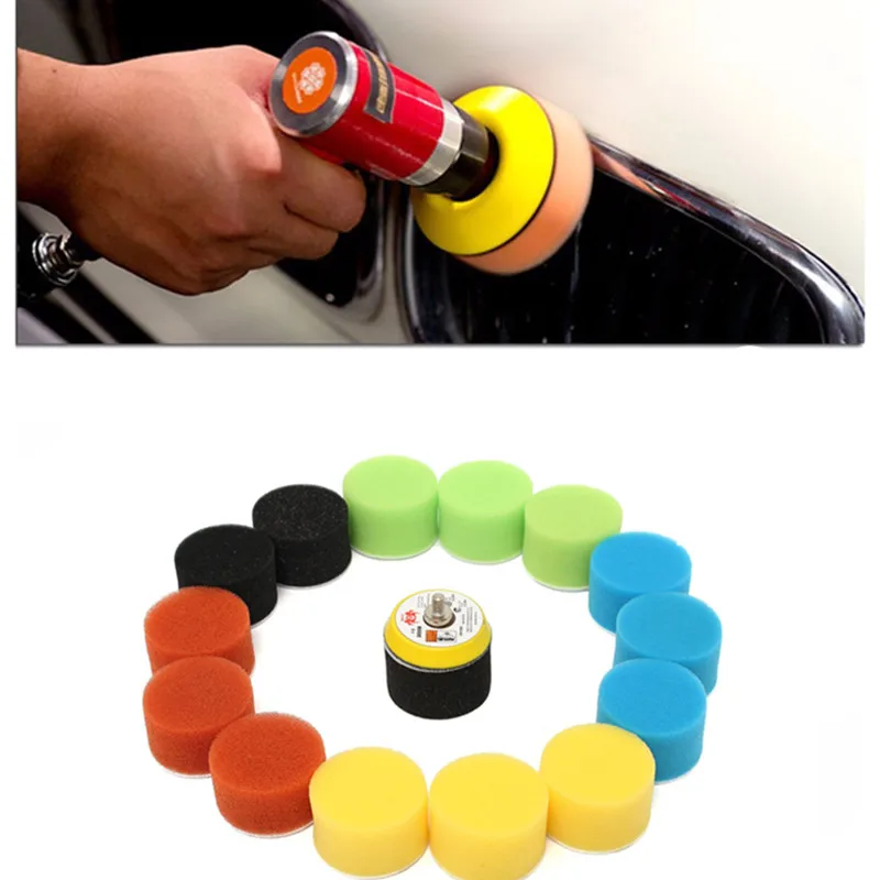 Almohadilla de pulido de 16 unids/set para coche, Kit de herramientas de pulido circular de 2 pulgadas y 50mm, Pulidora de cera para coche