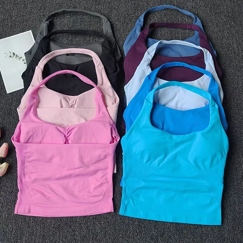 Neck Halter Yoga Vest Shockproof Running Sports High-strength Sports Underwear Fitness Pilates Suspender Beautiful Back Summer