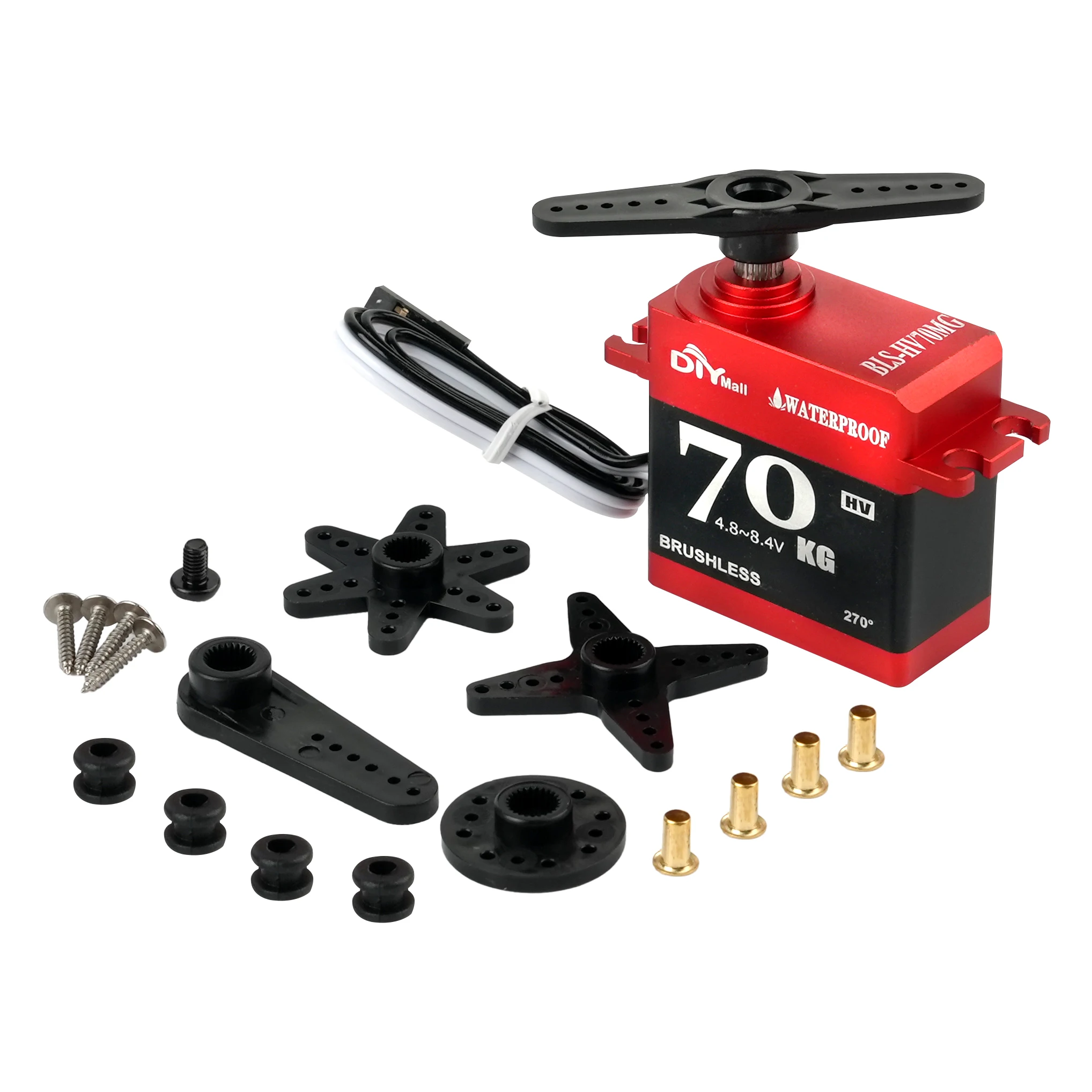 BLS-HV70MG 70KG digitale servo borstelloze motor Metal Gear 180/270/360 °   Hoog koppel 25T hoorn voor 1:8 1:10 RC auto robot DIY-model