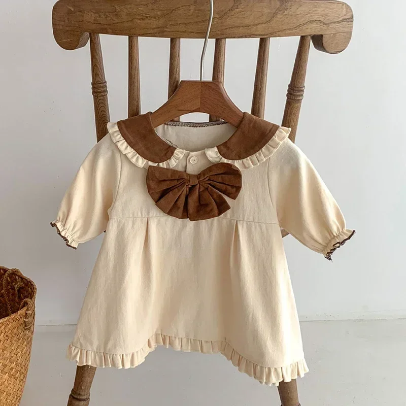 

Autumn Spring Korean Style Baby Girl Clothing Long Sleeved Cotton Splicing Kids Princess Dresses Baby Girl Party Dress