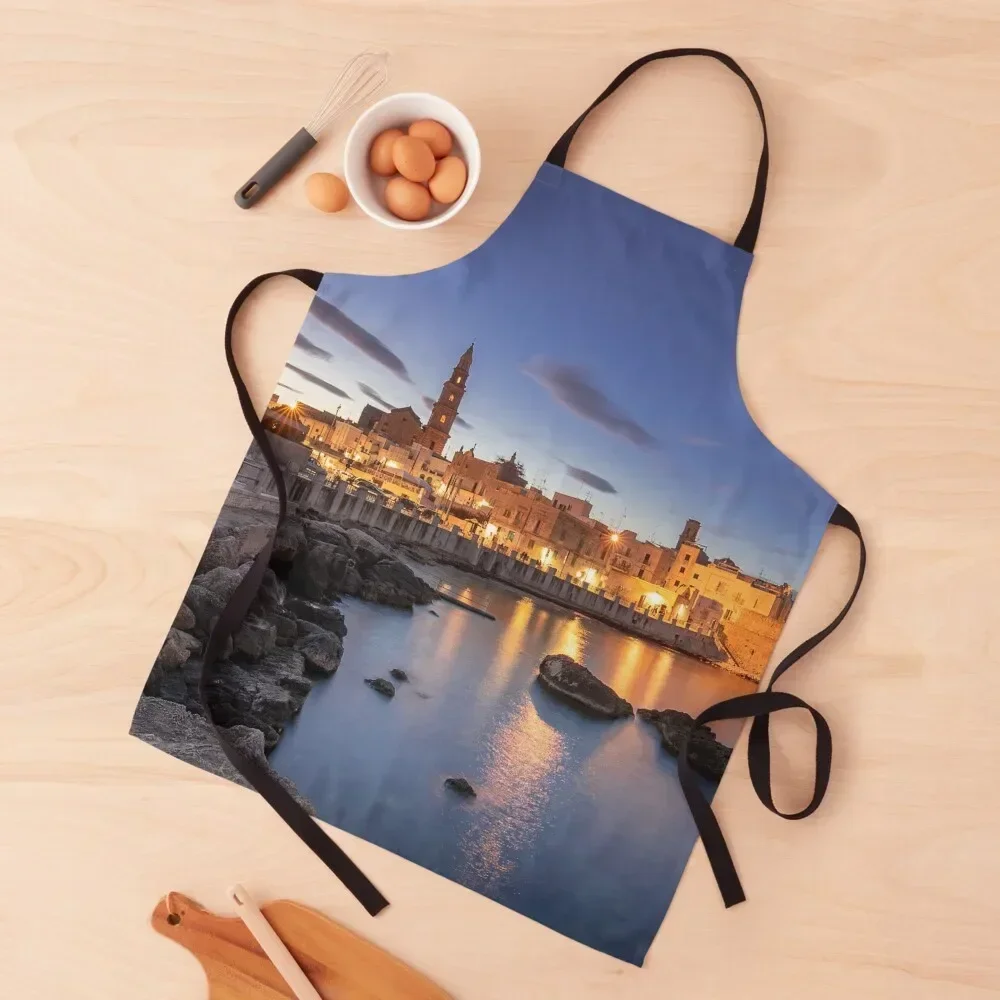 Monopoli , Italy at night Apron Kitchen accessories Hairdressing useful gadgets for home barber men Apron