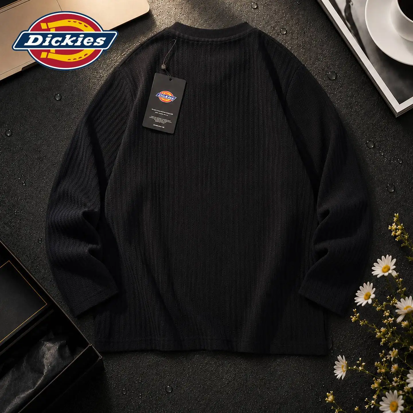 Dickies Fall New Streetwear Patchwork Crewneck Long Sleeve T-Shirt, Unisex Minimalist Casual Top