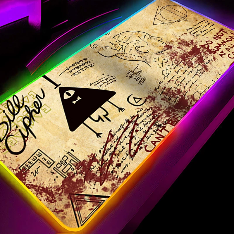 Computer Backlight Muismat RGB Gravity Falls Gaming MousePad Grote LED Mini Pc Gamer toetsenbord pad XXL PC Bureaumat tapis souris