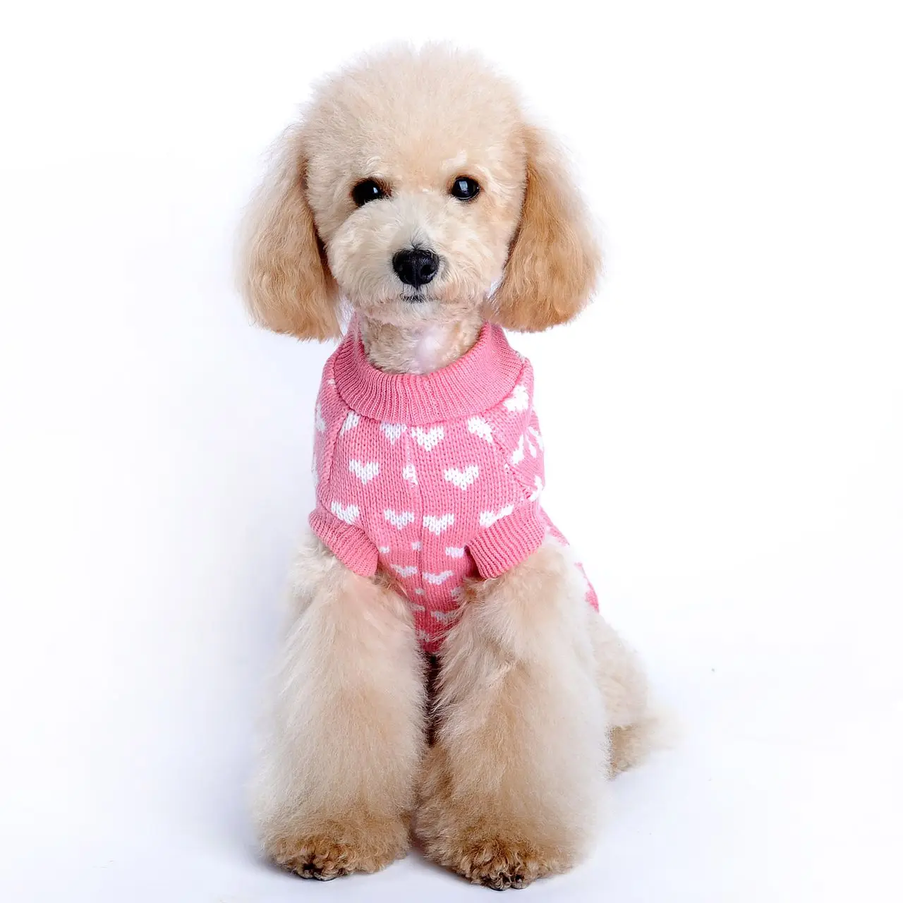 Dog Sweaters Everyday and Valentine\'s Day for Small Dogs Turtleneck Pink Dog Sweaters Knit Pullover Pet Sweater for Fall Winter