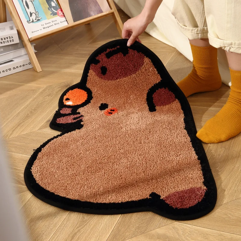 Tufting Capybara Bathroom Mat Cartoon Bedrooom Rug Living Room Carpet Soft Bedside Floor Pad Aesthetic Home Decor Kapibala