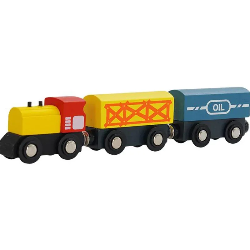 

TOPMAYA деревянные игрушки-поезд для малышей, инерционный поезд, деревянные детские игрушечные шкивы, совместимые с деревянной дорожкой