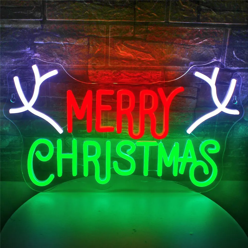 Merry Christmas Neon Led Sign Letter New Year Neon Lights Sign USB Bedroom Christmas Party Home Wall Bar Decor Neon Night Lights