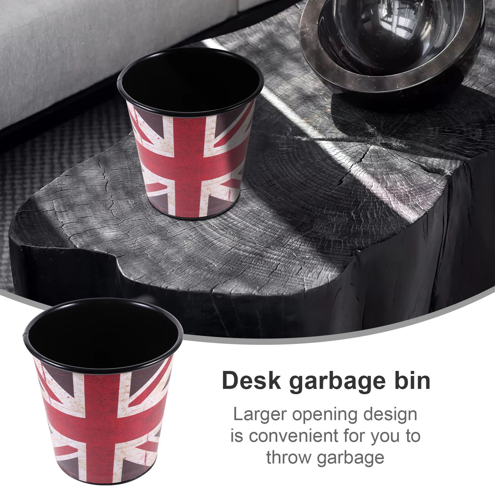 

1PC Vintage Metal Desktop Trash Can Thickened Iron Garbage Bin for Office Living Room Bathroom Mini Waste Basket Pen Holder