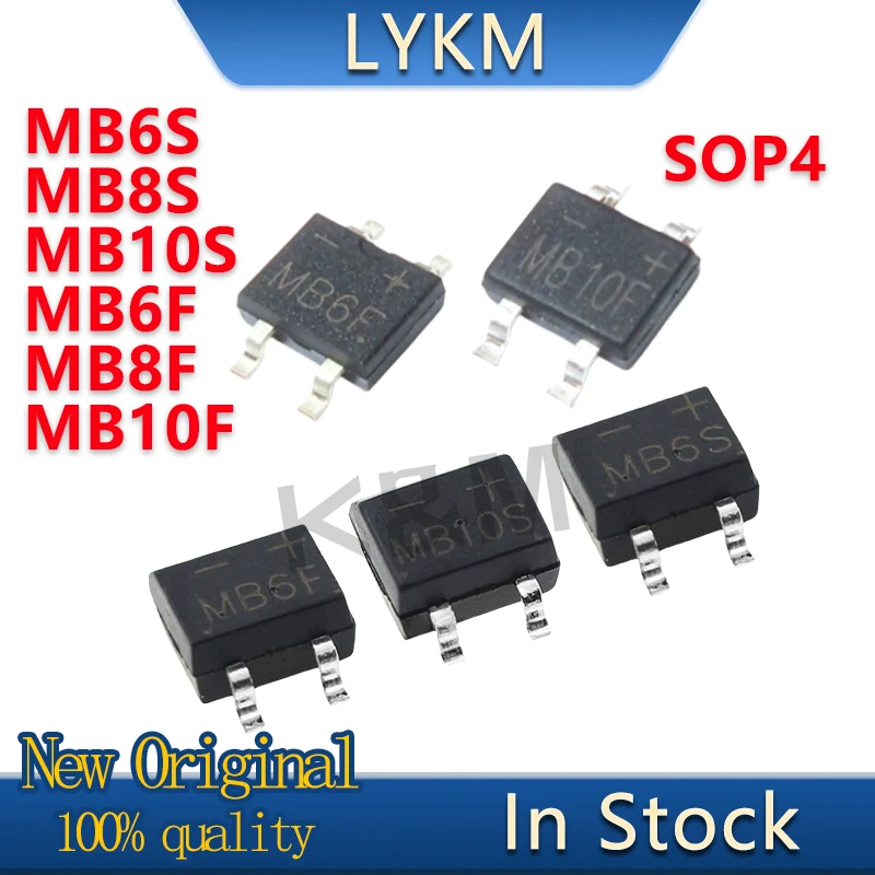 100/PCS New Original MB6S MB8S MB10S MB6F MB8F MB10F SOP4 Rectifier bridge pile In Stock