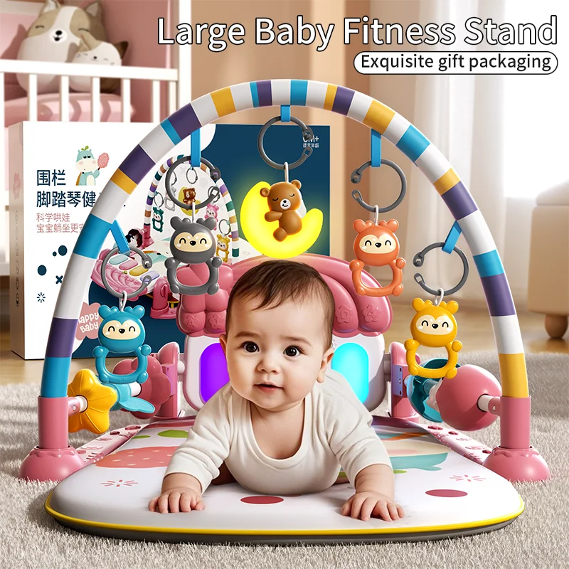 YIMI Baby Play Gym Mat Pasgeboren Muzikale Speelmat Kleurrijke Muzikale Piano Speelgoed Muziek Hangend Speelgoed Kruipdeken