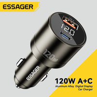 Essager 120W PD Car Charger Super Fast Charger QC 4.0 PD 3.0 For iPhone 15 14 Samsung Type-C USB Charger Portable Phone Charger