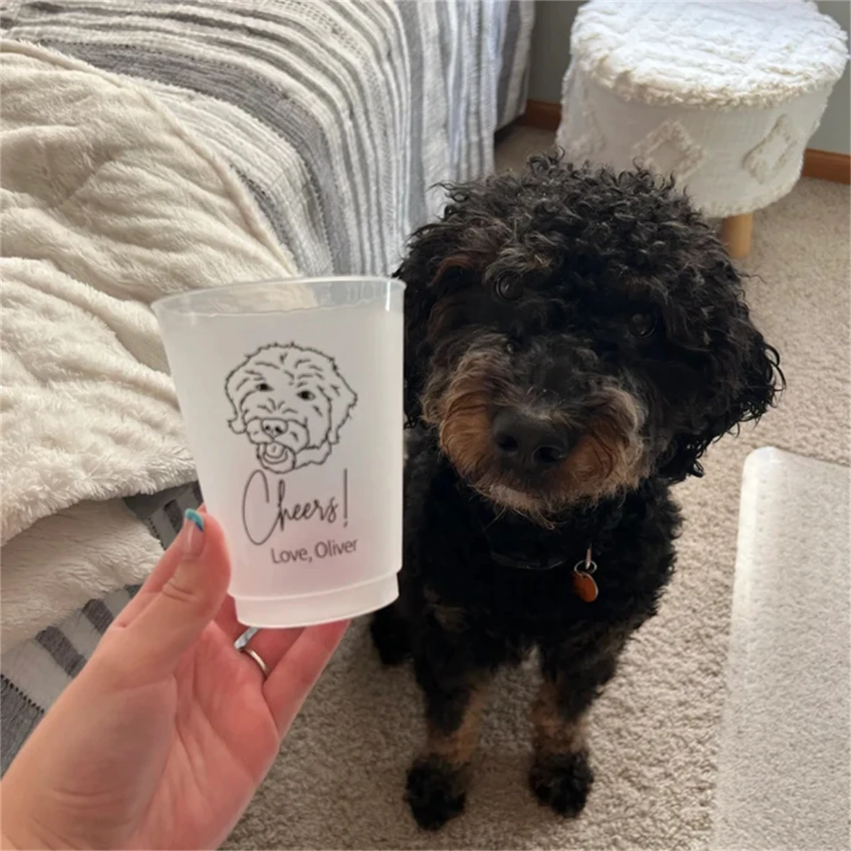 Custom Pet Wedding Frosted Cups, Personalized Dog Plastic Cup, Anniversary Party Engagement Beverage Decorate,Birthday Guest Cup