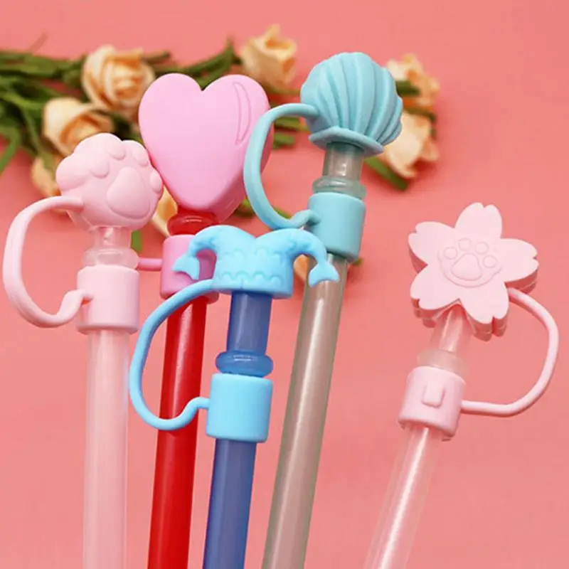 Cup Straw Cover Colorful Silicone Straw Lid Silicone Straw Caps Reusable Straw Protector For Home School Studio Travel