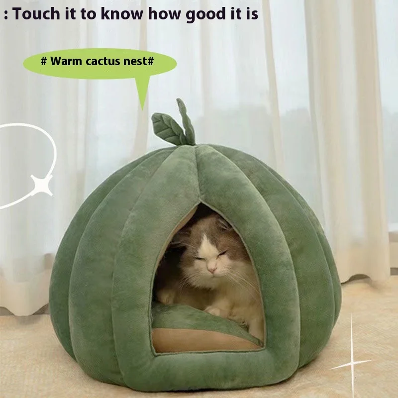 Leaf pumpkin cat litter box. Winter warm semi-closed cat bed. Removable and washable. Four seasons universal. Pet litter