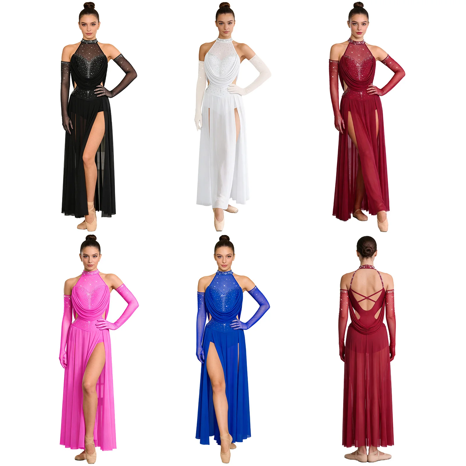 women-modern-lyrical-dance-skating-gymnastics-performance-costume-sleeveless-rhinestone-maxi-leotard-dress-with-mesh-gloves