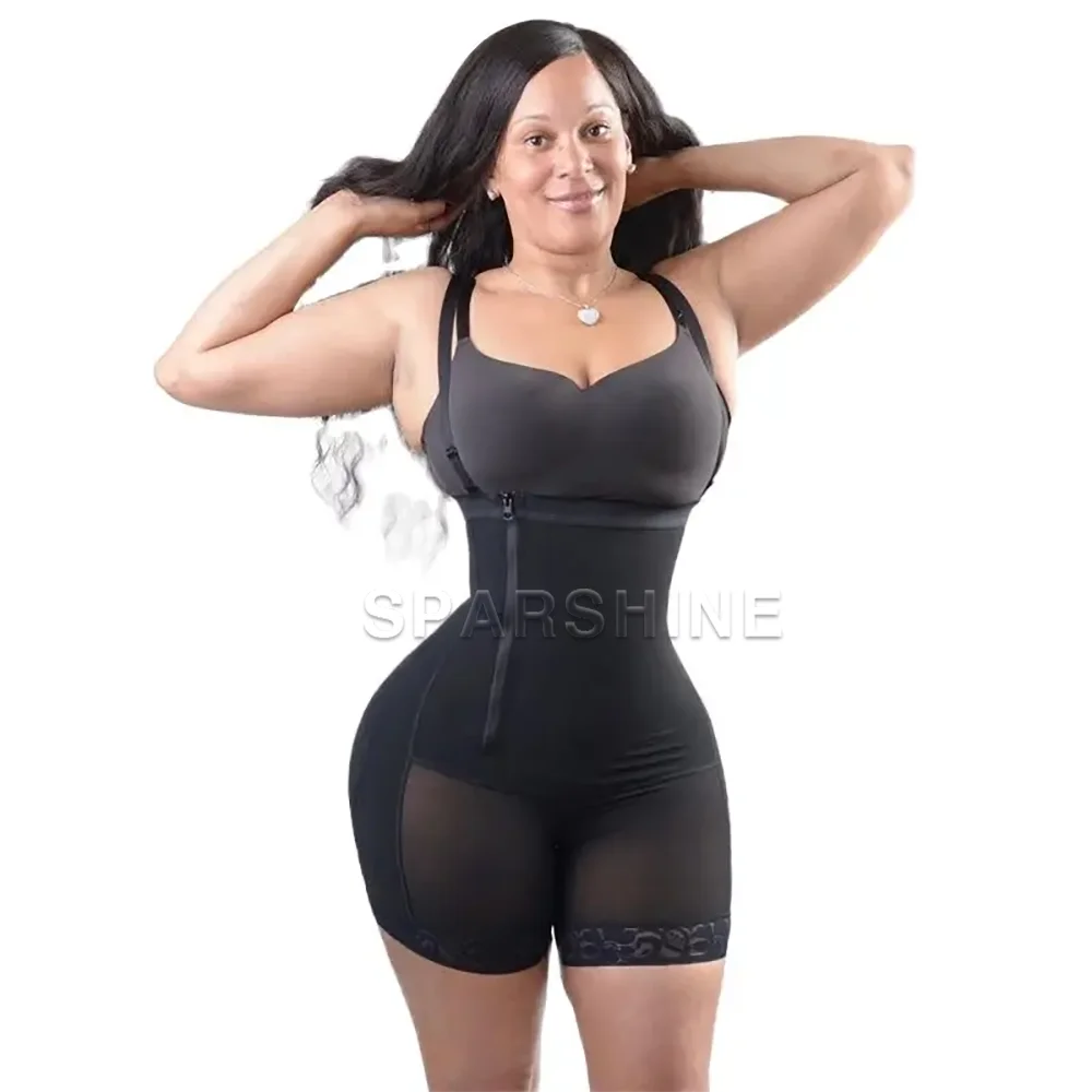 Fajas Colombianas Women Abdomen Control High Compression Side Zipper Waist Trainer Shapewear Slimming Body Shaper Bodysuit