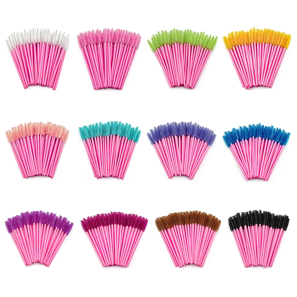 50개 마스카라 브러쉬 속눈썹 브러쉬 스풀리 속눈썹 연장용 눈썹 및 메이크업 도구 도매 속눈썹 메이크업 브러쉬