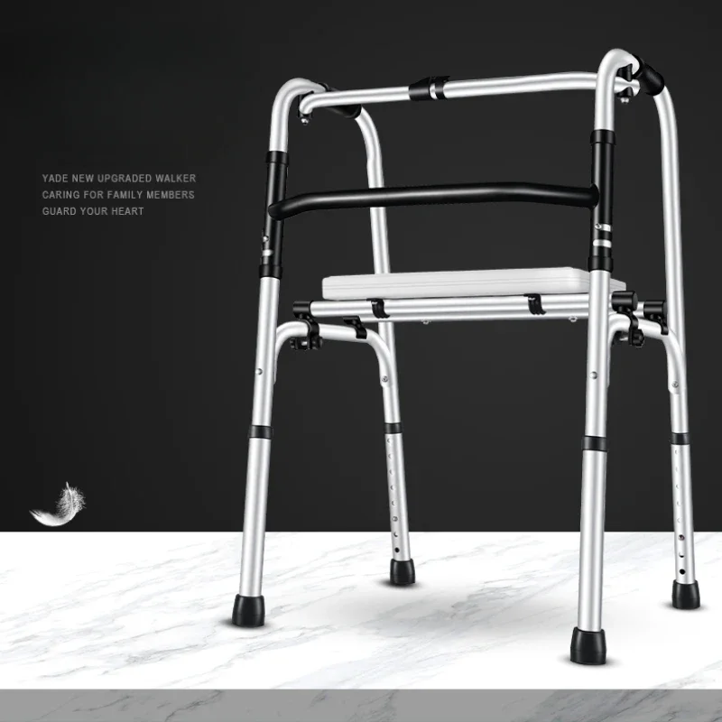 Aluminum Alloy Shower Chair - Non-Slip Quad Cane, Height-Adjustable Mobility Aid, Ideal for Elderly and Stroke Patients