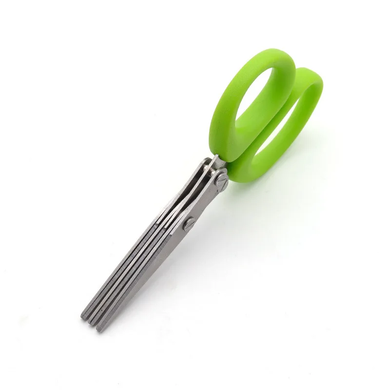 Multifunctional Muti Layers Stainless Steel Knives Multi-Layers KItchen Scissors Scallion Cutter Herb Laver Spices Cook Tool Cut