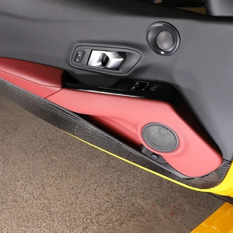 For Toyota GR Supra A90 MK5 2019-2024 Soft Carbon Fiber Car Inner Door Panel Anti Kick Trim Sticker Interior Car Accessories