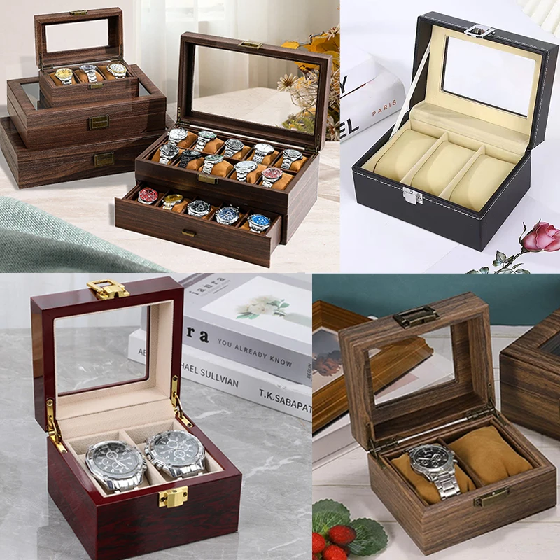 2/3 болта из искусственной кожи, органайзер для хранения коллекции, коробка для часов, чехол со стеклянным верхним слотом, мужской кронштейн для часов, коробка для дисплея, подарки