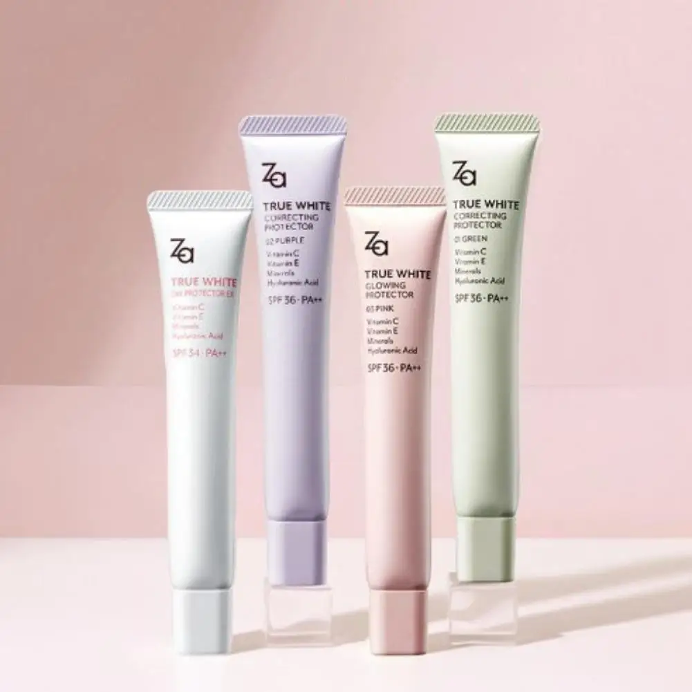 Original Za True White Glowing Correcting Protector Vitamin C E Minerals Hyaluronic Acid SPF36 PA++ Gesichtsaufhellende Sonnenschutzcreme
