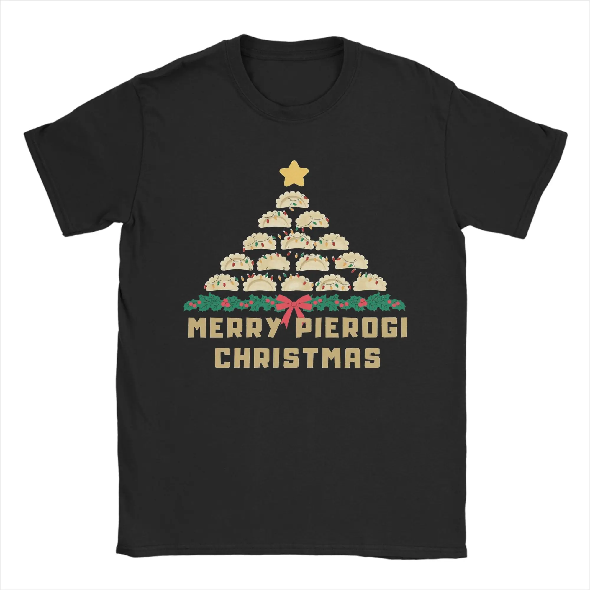 

Merry Pierogi Christmas Pierogi Christmas Tree T-Shirts Men Fun Cotton Tees O Neck Short Sleeve T Shirt Gift Idea Clothes