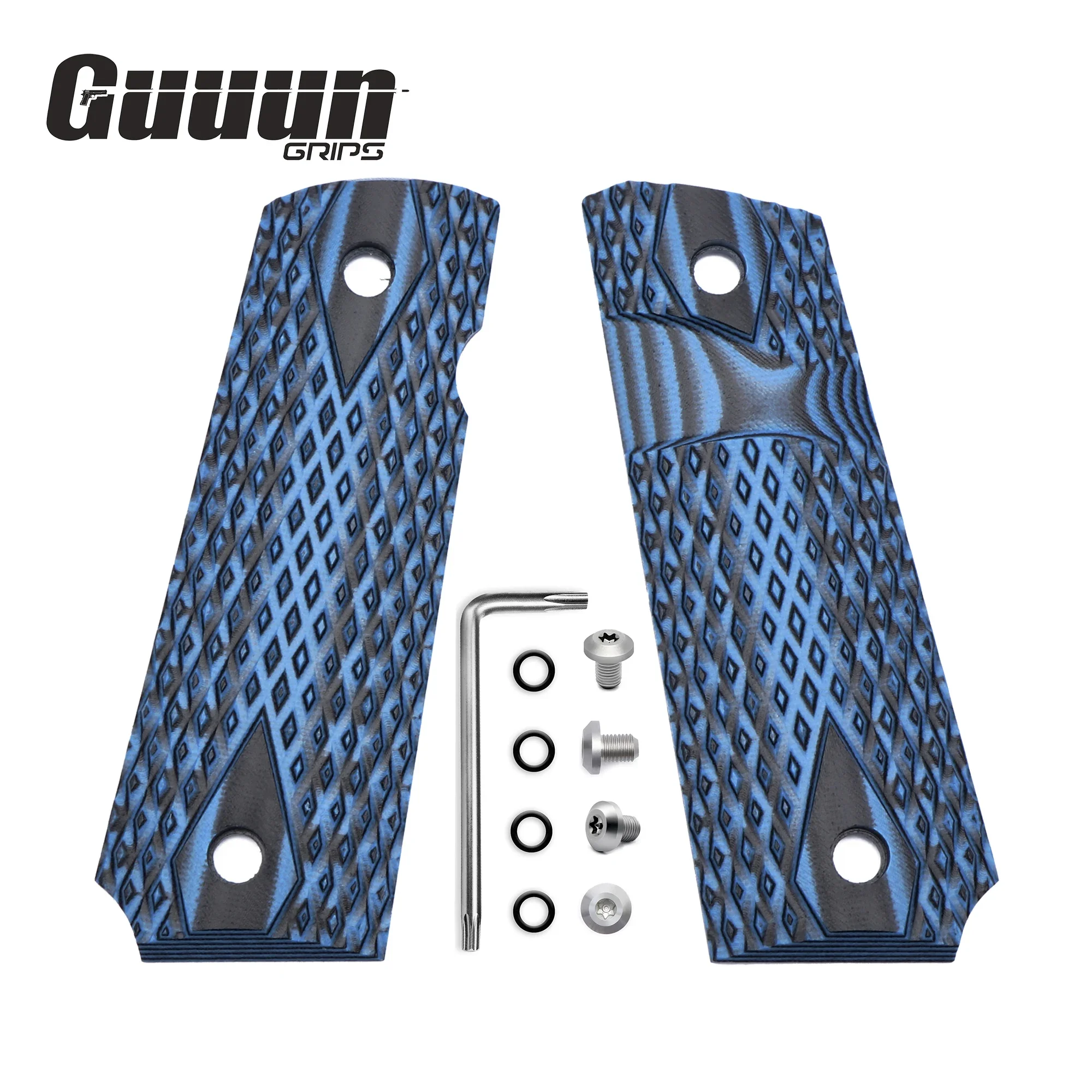 Guuun G10 Grips for 1911 Slim Grips G10 Ambi Safety Cut Tactical Diamond Texture