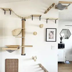 Cat Wall Shelf Wooden Furniture Cat Trees Towers Cat Scratching Post Staircase Hammocks Climbing Wall Sets For Cats To Play