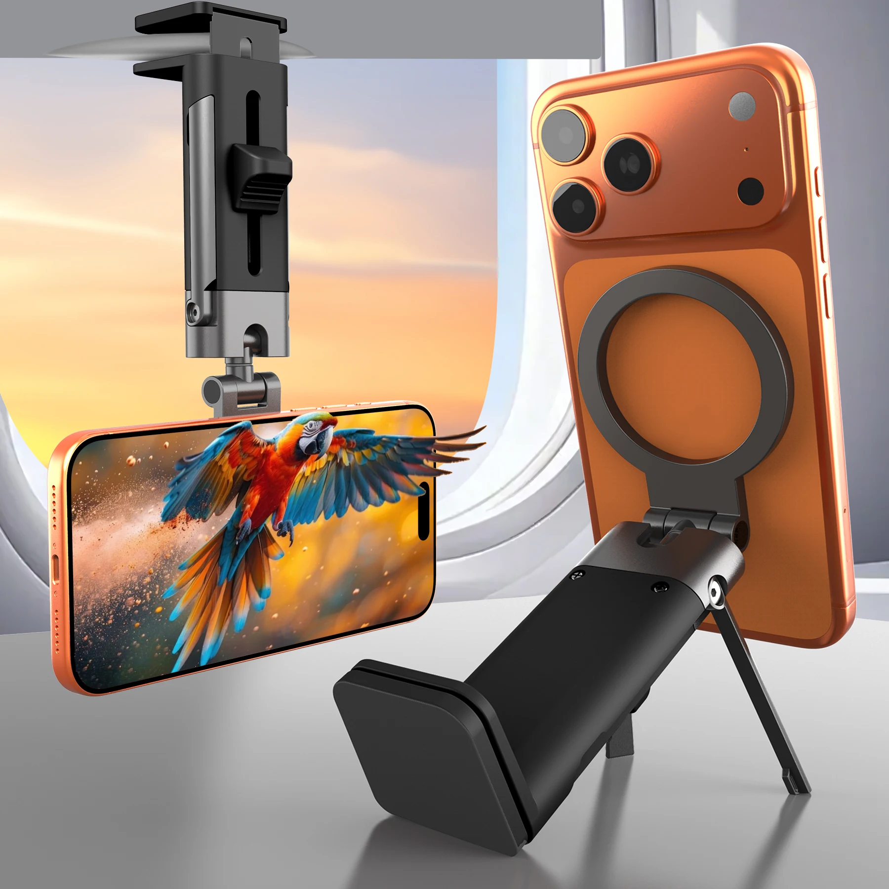 

Airplane Phone Holder Mount,360° Adjustable Hands-Free Mount,Handsfree Airport Mount Long Flight Must Haves for Woman Man Fits i