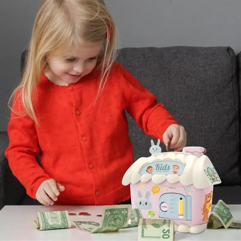 Kids Money Bank House Shaped Pen Holder Savings Bank Storage Box Educational Cash Coin Can Cute Money Bank For Thanksgiving