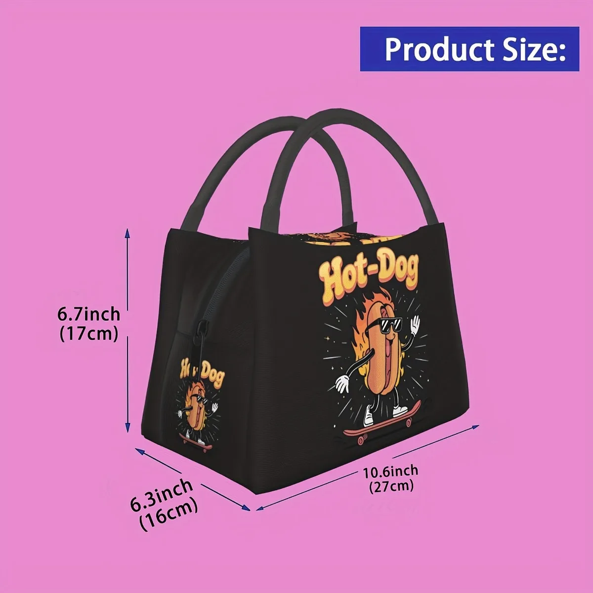 Lancheira isolada com padrão de cachorro-quente adequada para casa, restaurante, escritório, canteiro de obras e lancheira ao ar livre