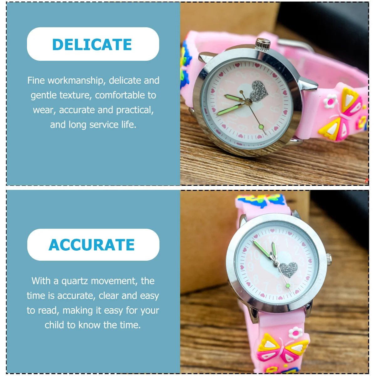 

1Pcs Butterfly Pink Watch Small Beautiful Smooth Texture Delicate Workmanship Cartoon Decorative Quartz Movement