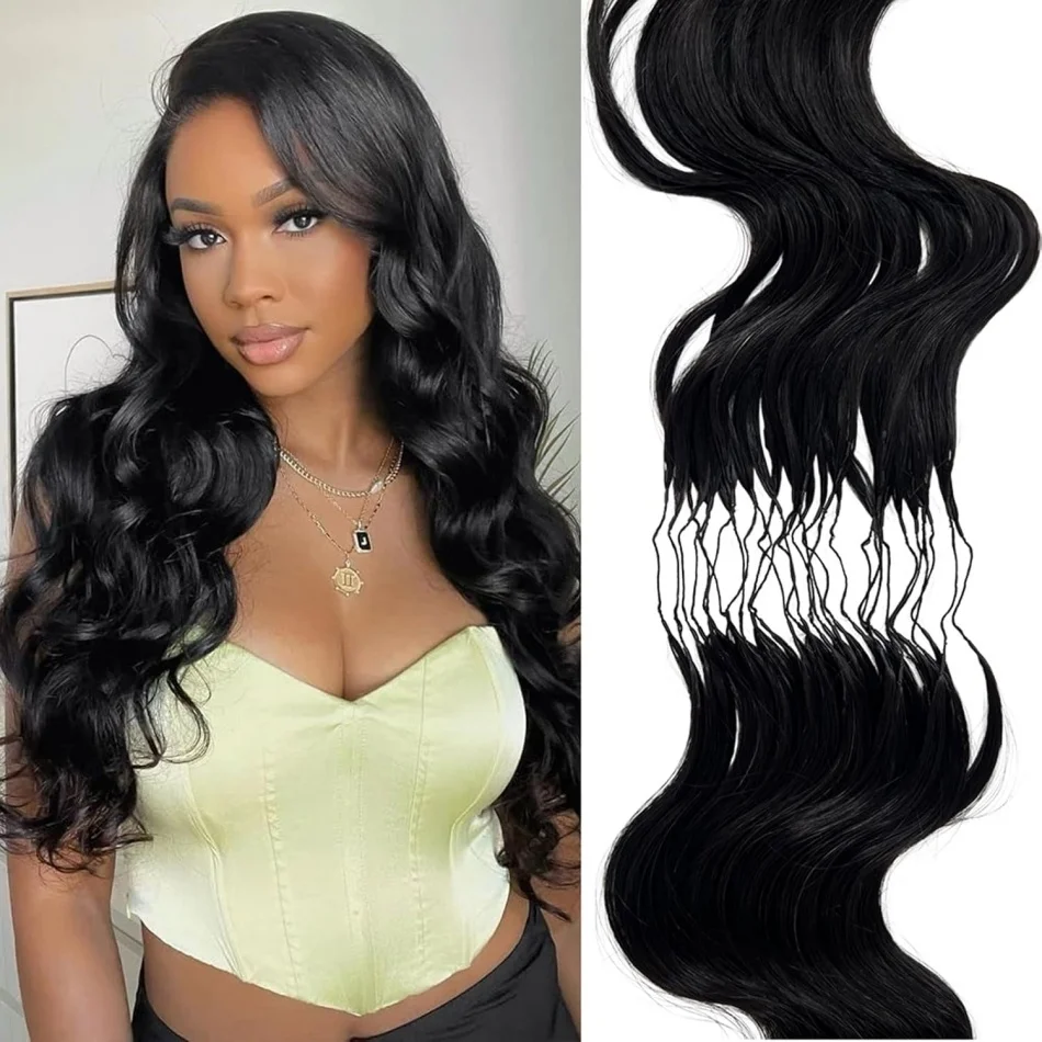 Body Wave Crochet Haarverlengingen van Echt Haar, Knotloos, Voorgedeeld, Lichtgewicht, voor Vlechtjes en Twists