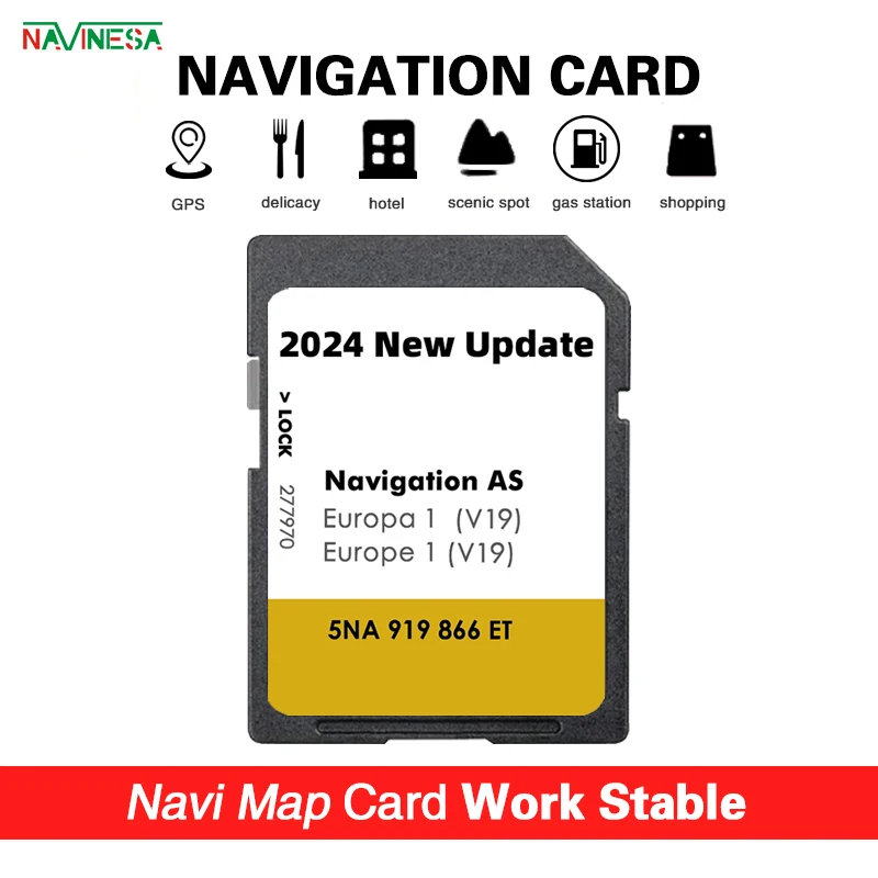 

NEW for VW Discover Media Navigation AS V19 Map UK Europe 2024 Sat Nav SD Card 32GB Sharan 7N From 2015 Update