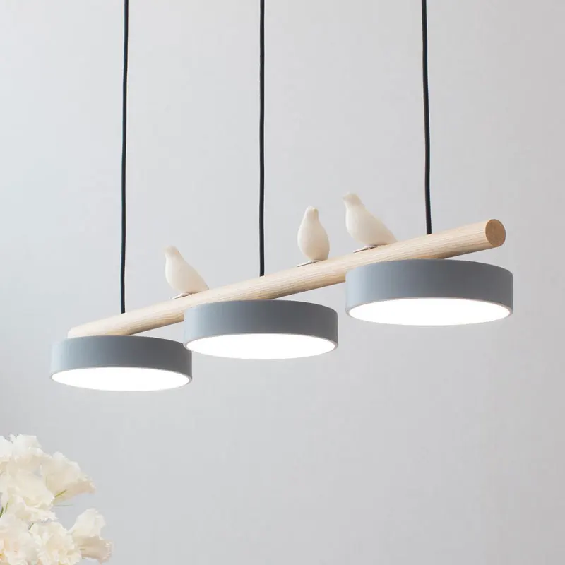 Nordic Restaurant Chandelier Modern Led Minimalist Dining Tables Creative Personality Macaron Iron Bird Decoration Droplight