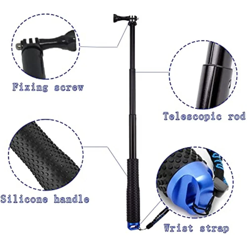 48 ซม.อลูมิเนียมอัลลอยด์มือถือ Selfie Stick Telescoping POLE สําหรับ GoPro HERO 12 11 10 9 8 7 OSMO Action Xiaoyi SJCAM Eke