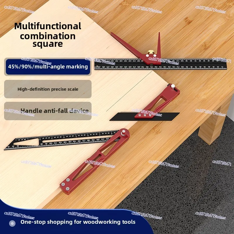 Woodworking Decoration Multi-functional Folding Ruler Three-piece Set 45 °/90 °/135 ° Multi-angle Hole Scribing Ruler