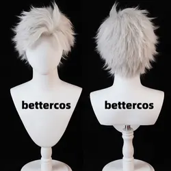 Sylus Cosplay Wig 30cm Short Grey Anime Wigs Heat Resistant Synthetic Hair Halloween Party Wig + Wig Cap
