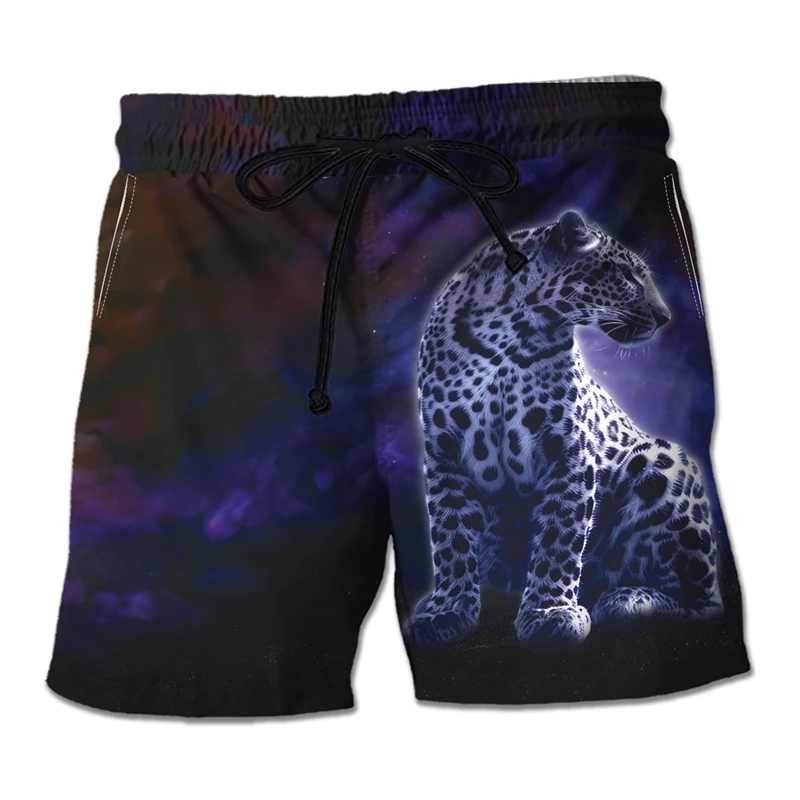Leopard 3D Printed Short Pants For Men Clothes Fashion Hawaiian Beach Shorts Wild Cat Trunks Felidae Jaguar Boardshorts Bermudas