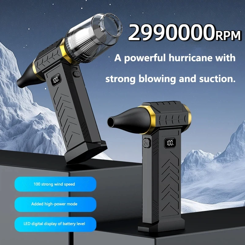 

990000RPM Turbo Jet Blower Vacuum 370G Blowing Force High Speed Air Blower Wireless Compressed Air Duster Portable Fan