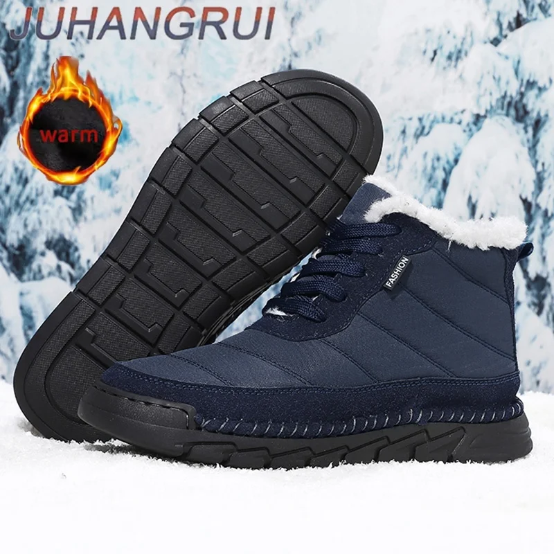 Mens Snow Boots Winter Plus Size 48 Outdoor Plush Warm Hiking Casual Work Shoes Anti Slip Wear-resistant Sneakers Hiking Boots