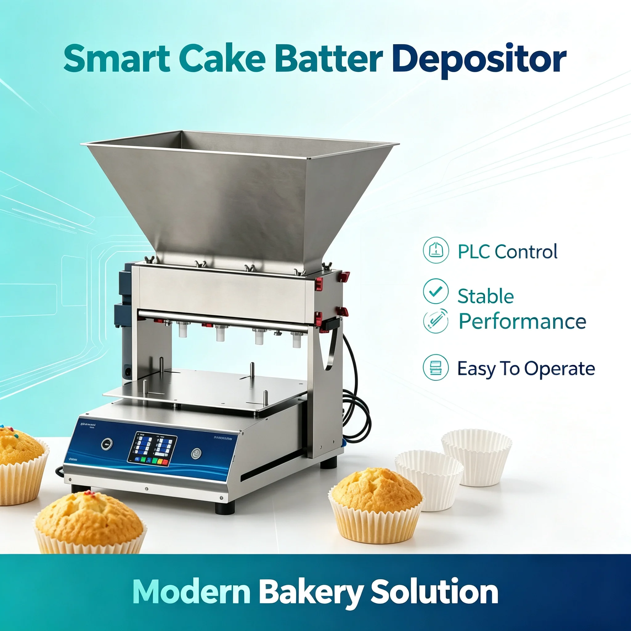 Cake Batter Depositor Adjustable Desktop Automatic Filling Machine For Sponge Cake Muffin Production Custom