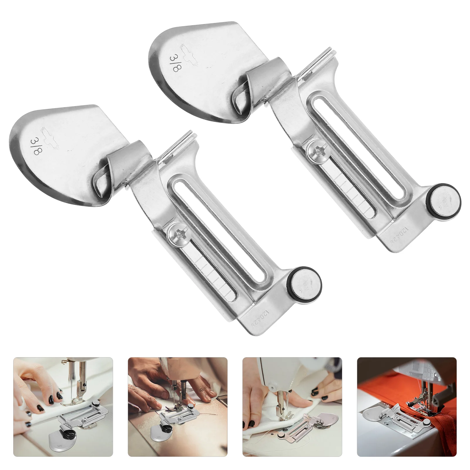 2 Pcs Sewing Machine Edge Curler Needles Binders Raw Blinder Feet Hemmer Stainless Steel Binding Presser