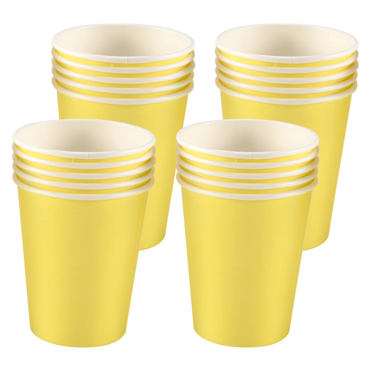 20 Paper Cups (9oz) - Plain Solid Colours Birthday Tableware Catering(yellow)