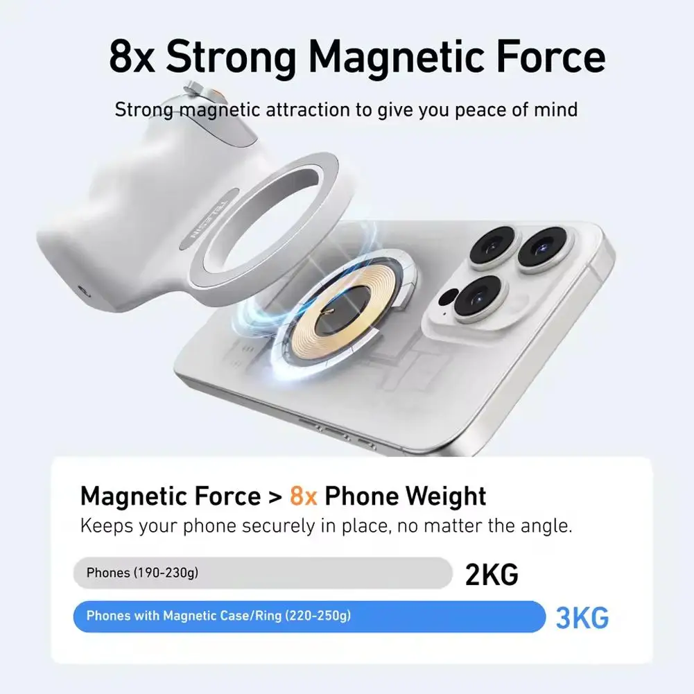 Magnetic Phone Camera Grip Handle Holder For iPhone 16/15/14/13/12/11 With Shutter Zoom Lever Smart Phone Camera Grip